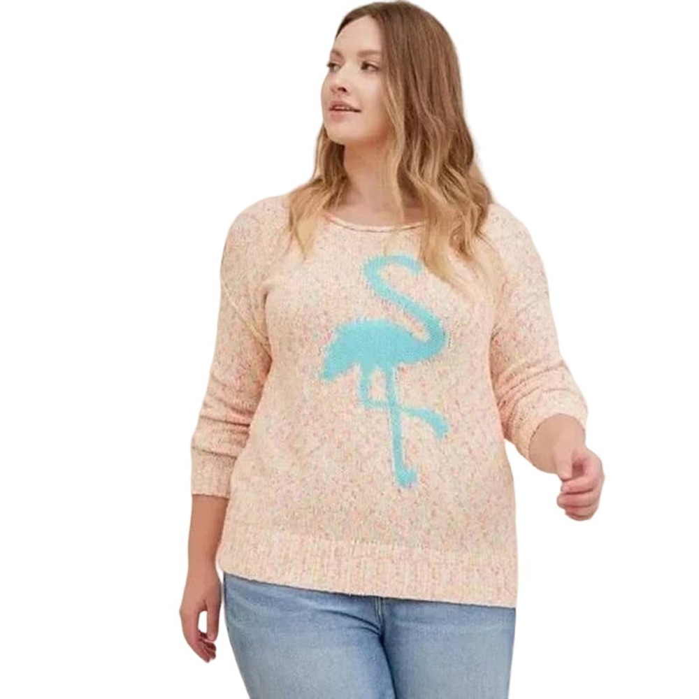Torrid | Size 3 Plus Size 3XL Flamingo Sweater Multicolored Long Sleeve Vacation